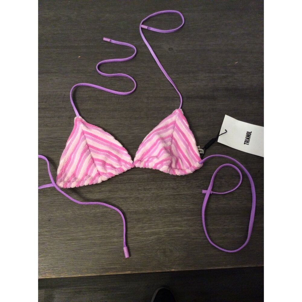 New NWT Triangl Terry cloth Bikini Top Swim Small Vinca Lotus